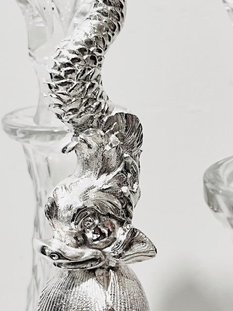 Antique Mappin Brothers Silver Plated and Glass Decanter Stand or Tantalus