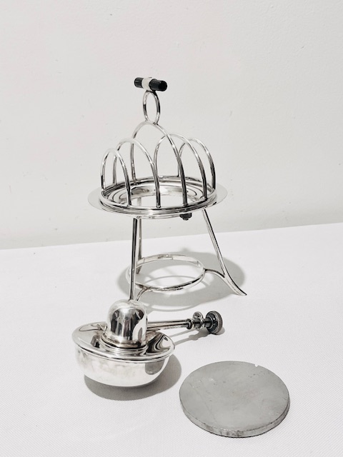 Novelty Antique Silver Plated Heated Toast Rack by Asprey & Company