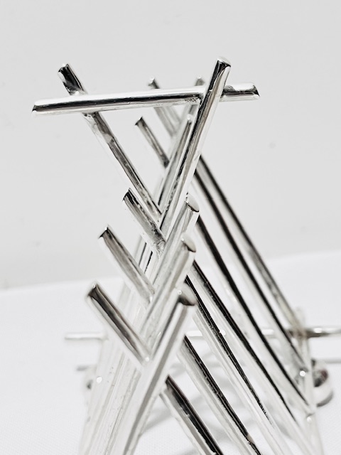 Unusual Geometric in Design Antique Silver Plated Toast Rack