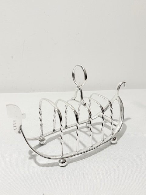 Novelty Antique Silver Plated Gondola Shaped Toast Rack Novelty Antique Silver Plated Gondola Shaped Toast Rack