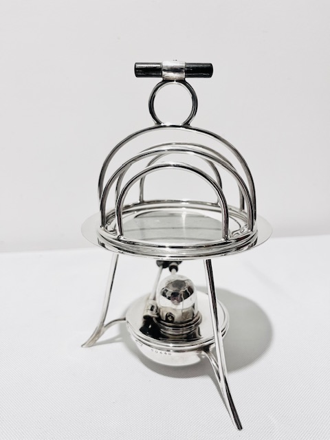 Novelty Antique Silver Plated Heated Toast Rack by Asprey