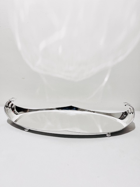 Handsome Oval Antique Silver Plated Tray with Raised Gallery