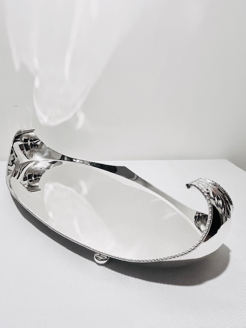 Handsome Oval Antique Silver Plated Tray with Raised Gallery
