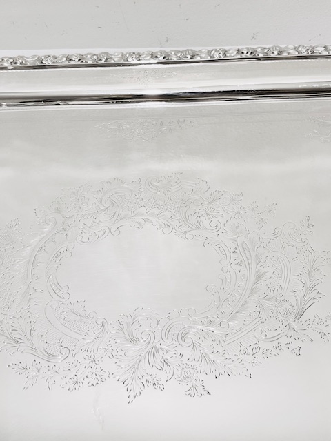 Antique Boldly Mounted Rectangular Silver Plated Tray
