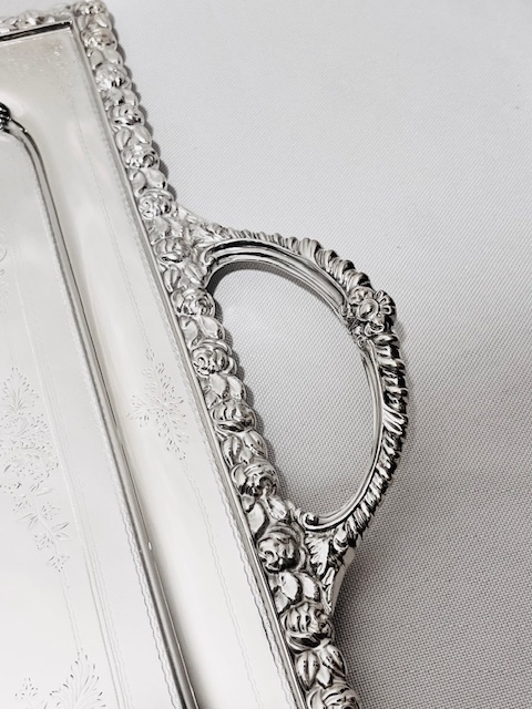 Antique Boldly Mounted Rectangular Silver Plated Tray