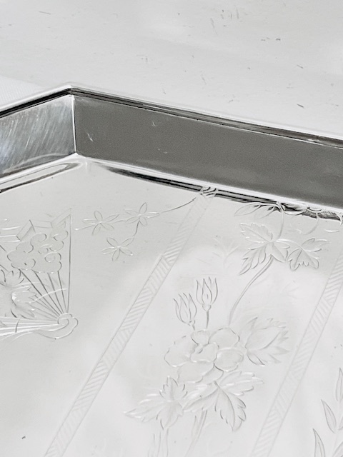 Smart Octagonal Antique Silver Plated Tray by Elkington & Company