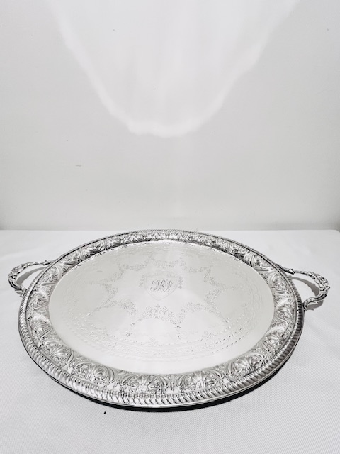 Charming Oval Antique Silver Plated Tray with Raised Sides