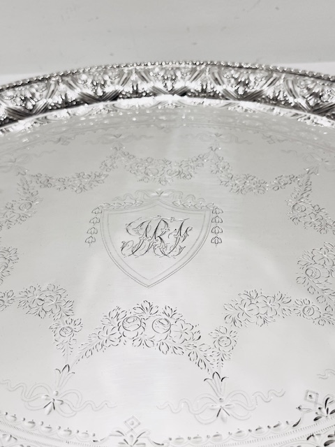 Charming Oval Antique Silver Plated Tray with Raised Sides
