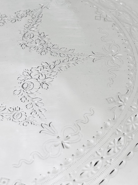 Charming Oval Antique Silver Plated Tray with Raised Sides