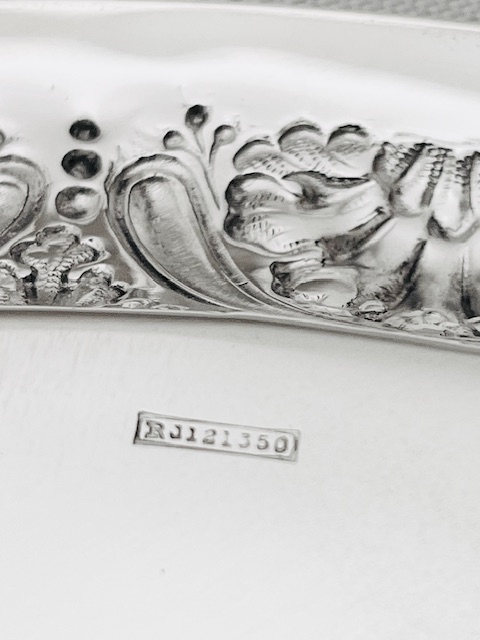 Charming Oval Antique Silver Plated Tray with Raised Sides