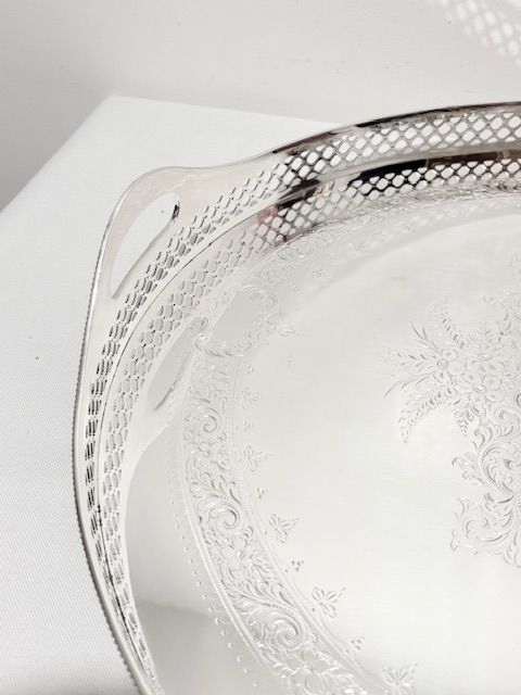Super Quality Very Large Oval Antique Silver Plated Tray