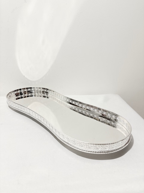 Vintage Long Rectangular Silver Plated Tray