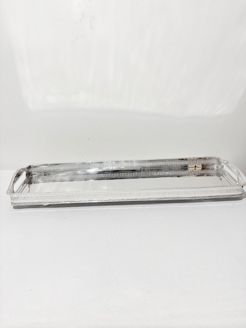 Vintage Silver Plated Long and Narrow Gallery Tray