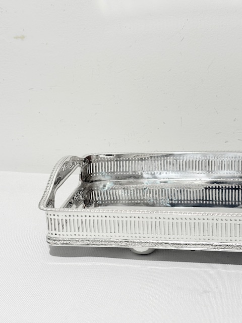 Vintage Silver Plated Long and Narrow Gallery Tray