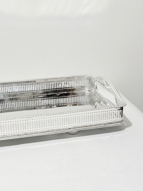 Vintage Silver Plated Long and Narrow Gallery Tray