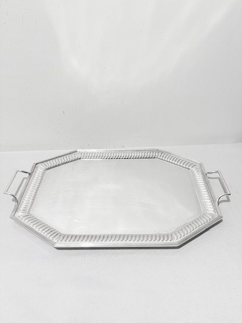 Antique Silver Plated Tray Mounted with Lines (c.1900)