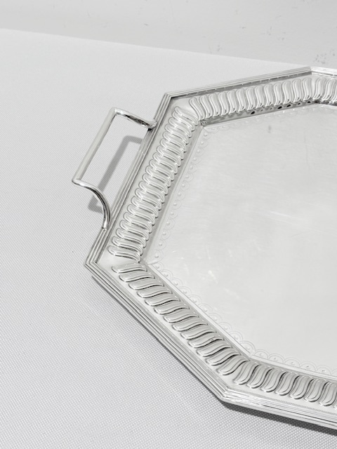 Antique Silver Plated Tray Mounted with Lines Antique Silver Plated Tray Mounted with Lines