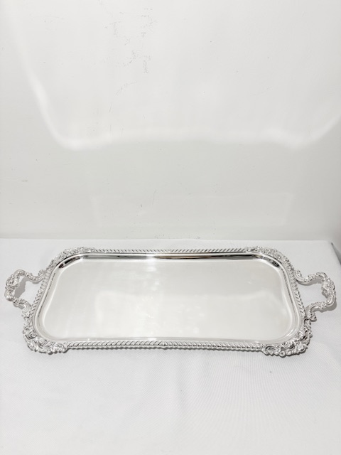 Handsome Long and Narrow Antique Silver Plated Tray