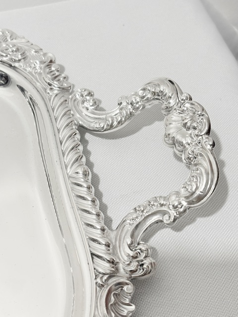 Handsome Long and Narrow Antique Silver Plated Tray Handsome Long and Narrow Antique Silver Plated Tray