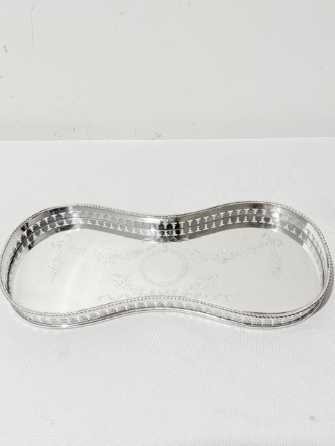 Vintage Silver Plated Gallery Tray Wide at the Ends and Narrows in the Middle