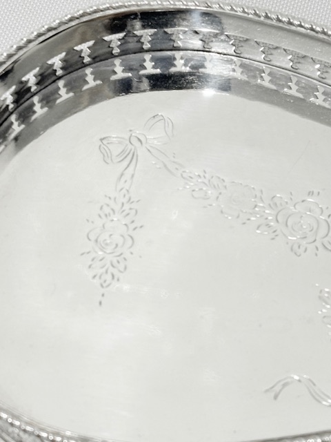 Vintage Silver Plated Gallery Tray Wide at the Ends and Narrows in the Middle