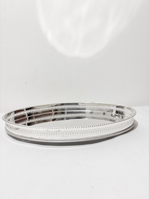 Small Vintage Silver Plated Gadroon Mounted Gallery Tray