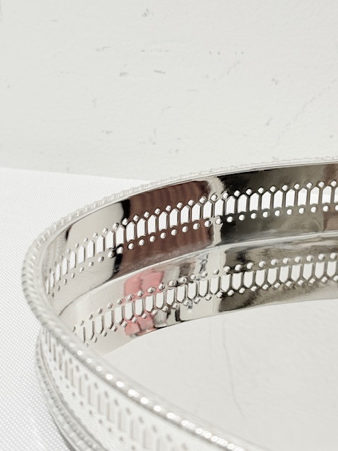 Small Vintage Silver Plated Gadroon Mounted Gallery Tray Small Vintage Silver Plated Gadroon Mounted Gallery Tray