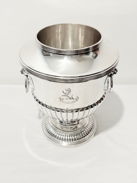 Antique Old Sheffield Plate Wine Cooler with Part Fluted Decoration