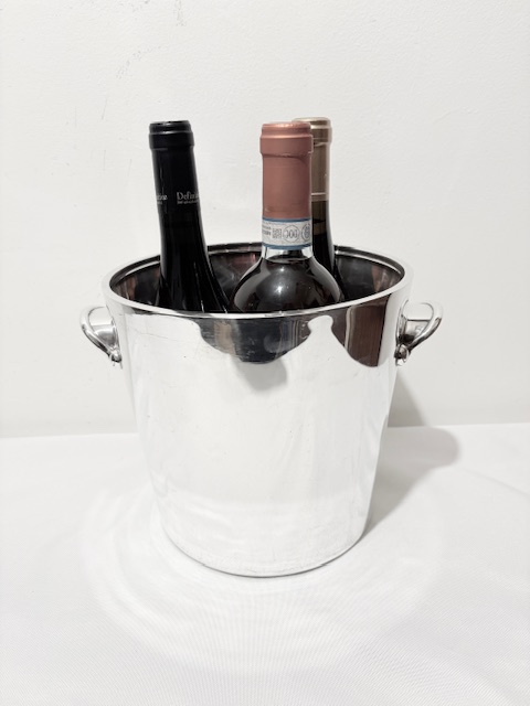 Silver Plated Wine or Champagne Cooler with Two Cuffed Handles
