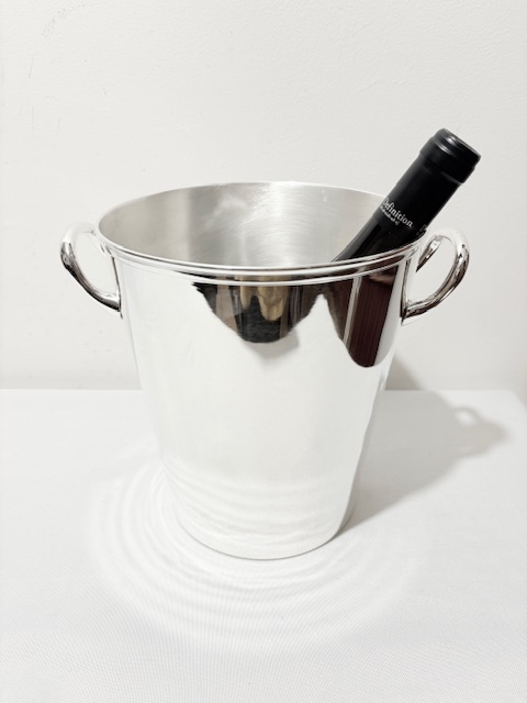 Vintage Simple Cylindrical Silver Plated Champagne Bucket or Wine Cooler