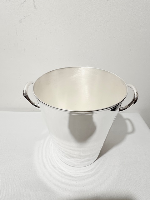 Vintage Simple Cylindrical Silver Plated Champagne Bucket or Wine Cooler Vintage Simple Cylindrical Silver Plated Champagne Bucket or Wine Cooler
