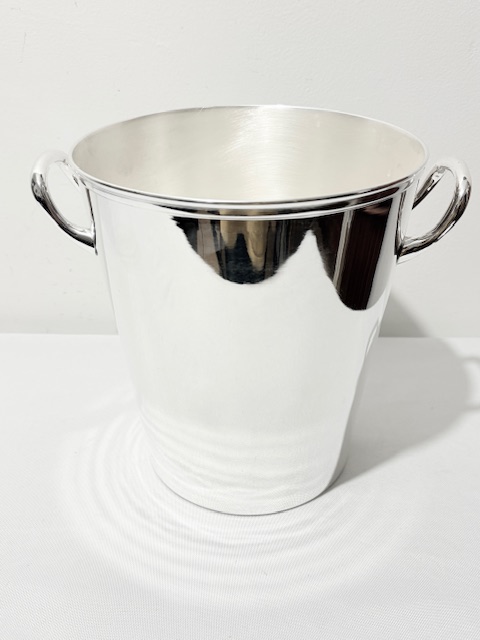 Vintage Simple Cylindrical Silver Plated Champagne Bucket or Wine Cooler Vintage Simple Cylindrical Silver Plated Champagne Bucket or Wine Cooler