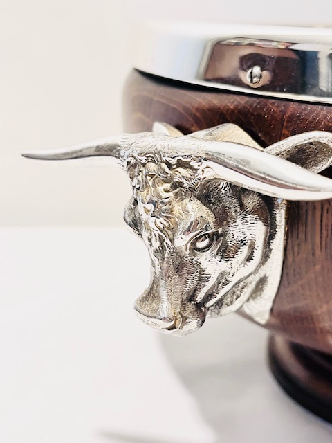 Figural Mounted Oak and Silver Plated Salad Bowl