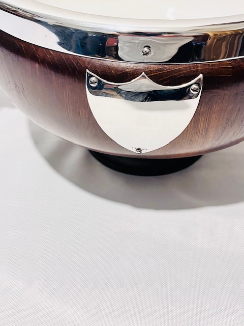 Figural Mounted Oak and Silver Plated Salad Bowl