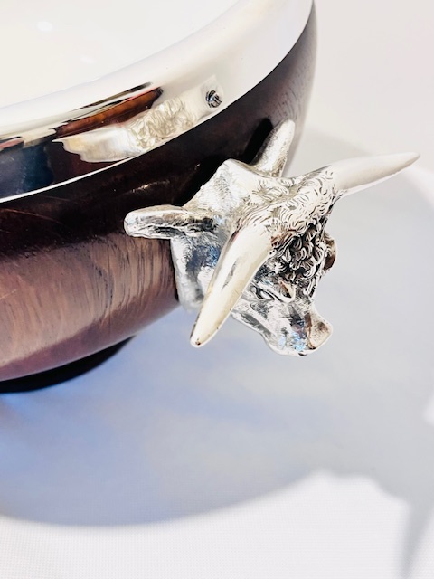 Figural Mounted Oak and Silver Plated Salad Bowl