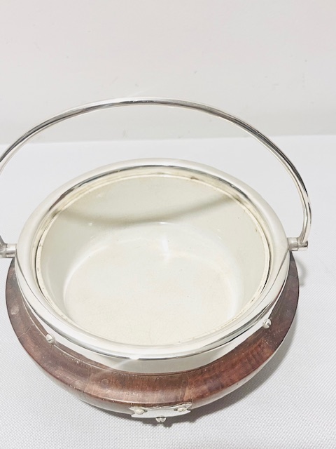 Antique Shaped Oak and Silver Plated Jam or Preserve Dish