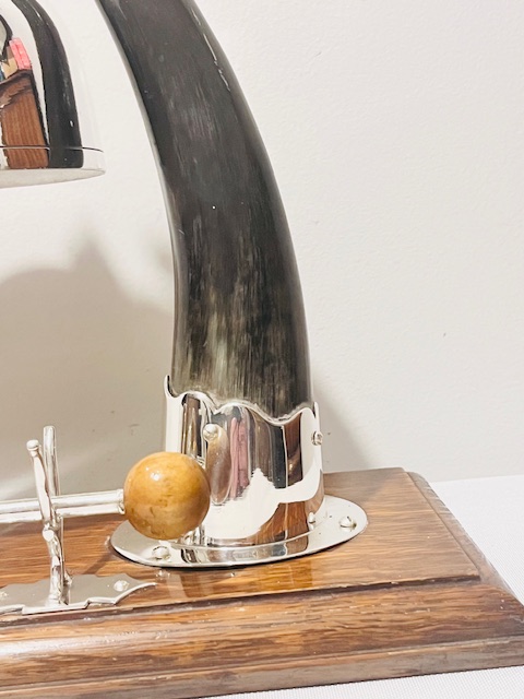 Victorian Antique Silver Plated Dinner Bell Gong on a Rectangular Oak Base