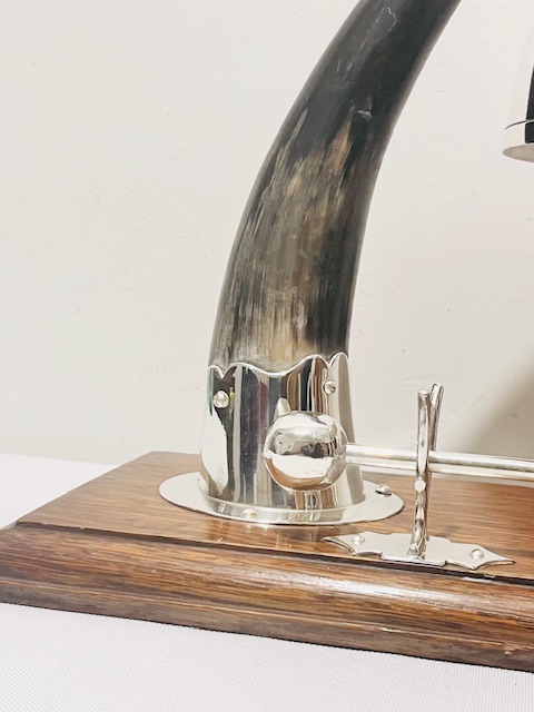 Victorian Antique Silver Plated Dinner Bell Gong on a Rectangular Oak Base