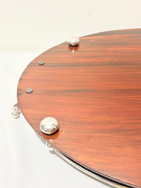 Charming Antique Silver Plated and Mahogany Tray Charming Antique Silver Plated and Mahogany Tray