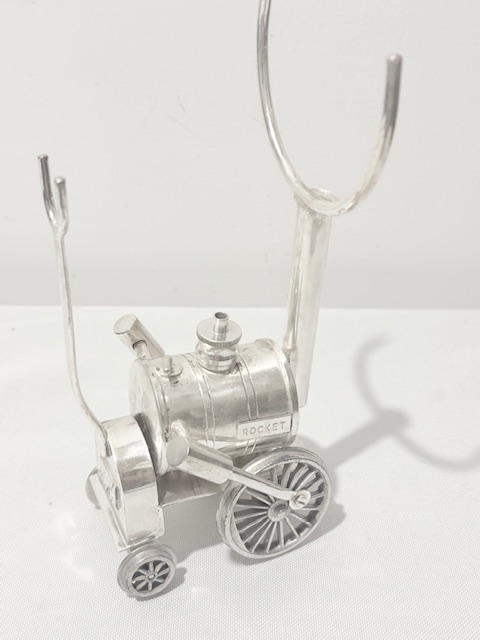 Vintage Silver Plated Brandy Glass Warmer in the Shape of Stephenson's Rocket