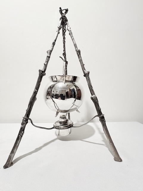 Antique Silver Plated Brandy Warmer with Original Burner