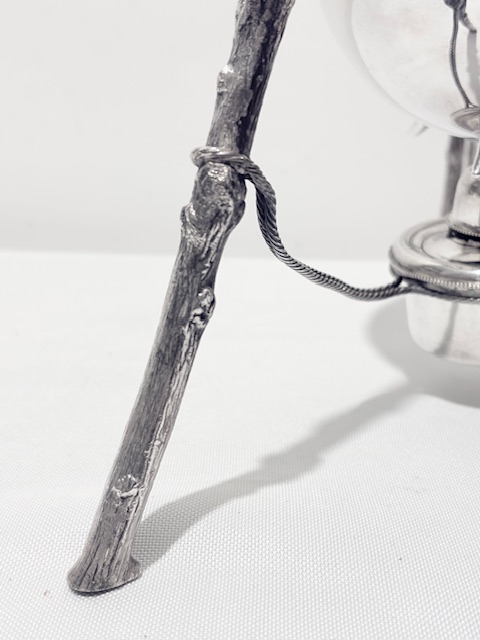 Antique Silver Plated Brandy Warmer with Original Burner