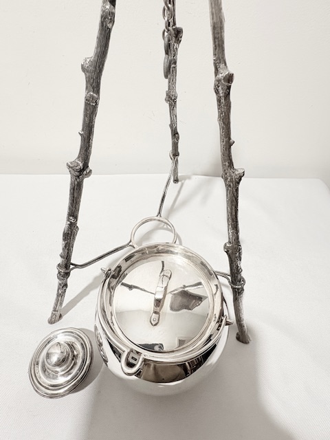 Antique Silver Plated Brandy Warmer with Original Burner