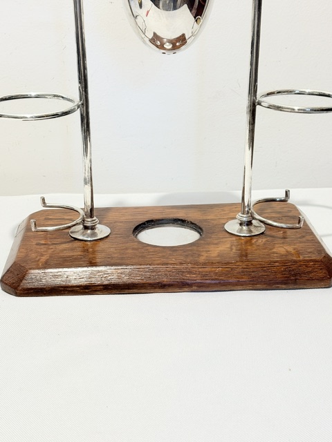 Antique Silver Plated Lemon or Citrus Juicer Standing on Oak Base