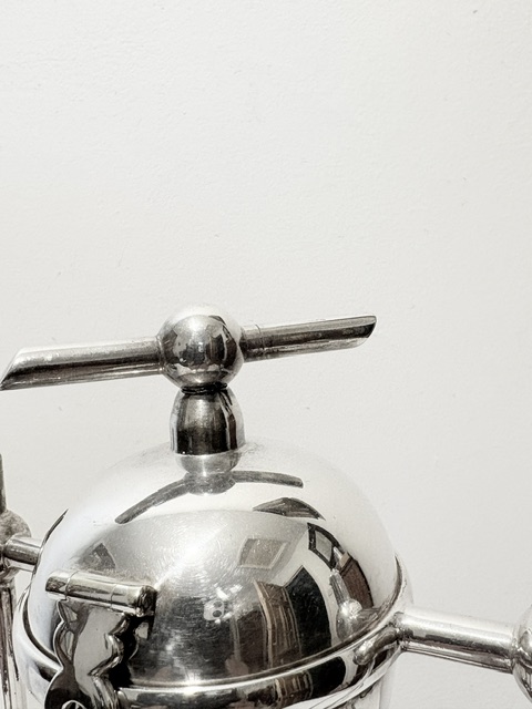 Antique Silver Plated Lemon or Citrus Juicer Standing on Oak Base