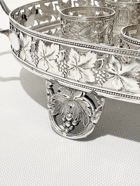 Charming Antique Silver Plate and Glass Liqueur Set Charming Antique Silver Plate and Glass Liqueur Set