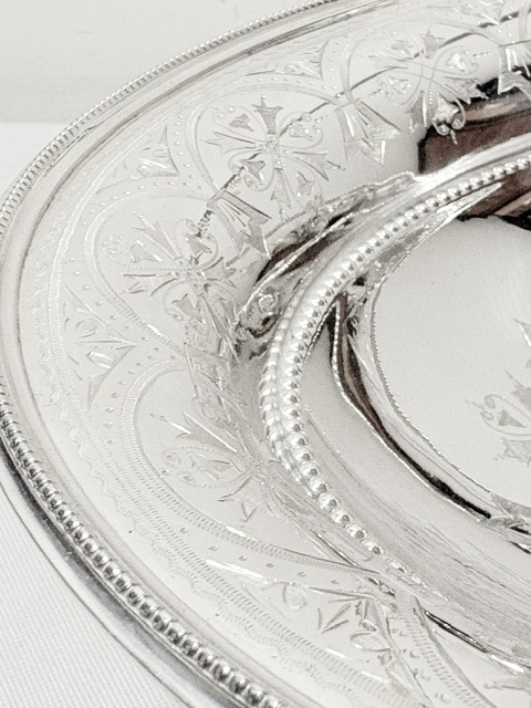Antique Silver Plated Oval Bread Fruit Basket with Swing Handle