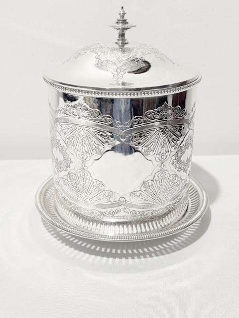 Antique Silver Plated Biscuit Box with Hinged Lid