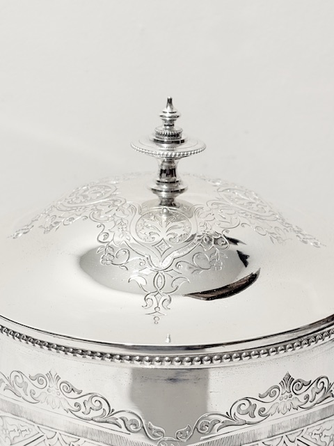 Antique Silver Plated Biscuit Box with Hinged Lid Antique Silver Plated Biscuit Box with Hinged Lid