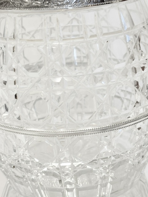 Antique Wirework Framed Silver Plated and Cut Glass Biscuit Box